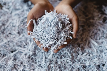 Hands holding shredded paper