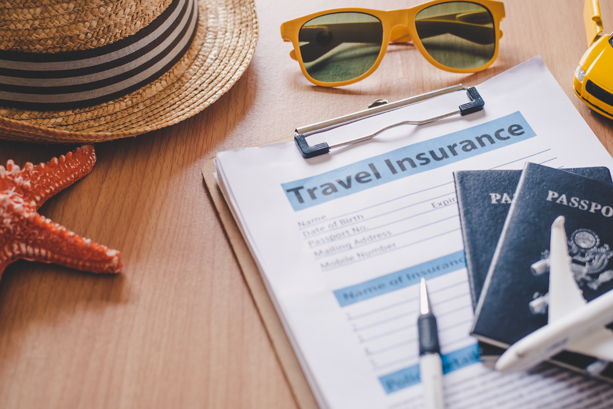 Clip board with travel insurance application