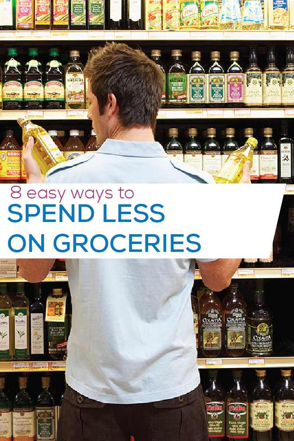 spend less on groceries pinterest image